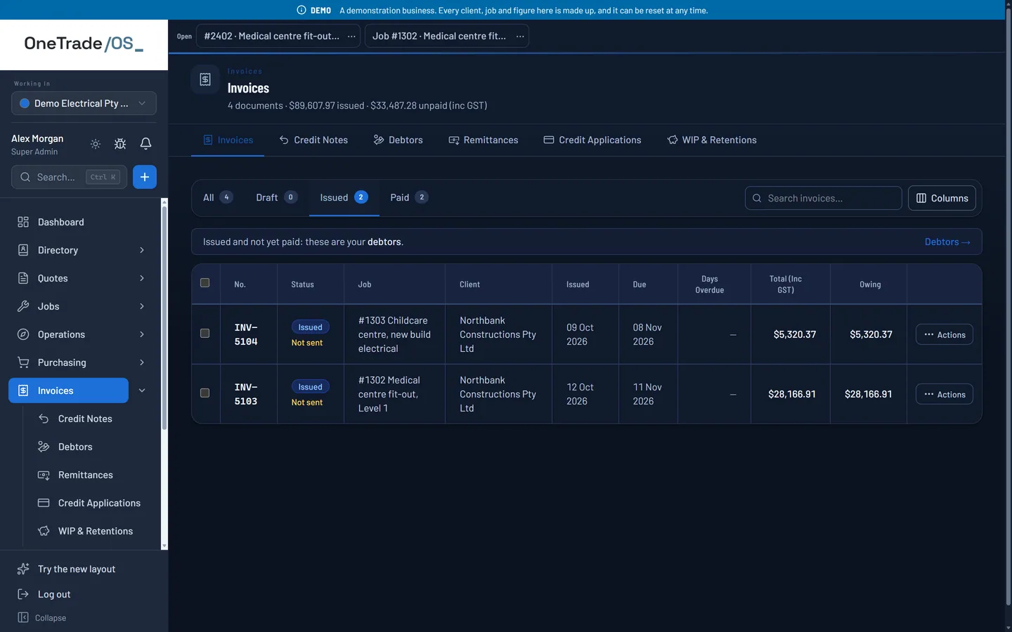 OneTrade OS — Invoices